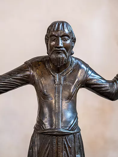 Wolfram-Leuchter, um 1160 Mittelalterliche Bronzeskulptur im Erfurter Dom © Foto M. F. Schmidt