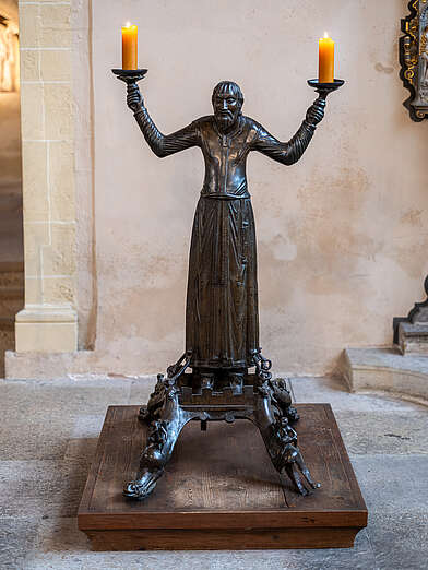 Wolfram-Leuchter, um 1160 Mittelalterliche Bronzeskulptur im Erfurter Dom © Foto M. F. Schmidt