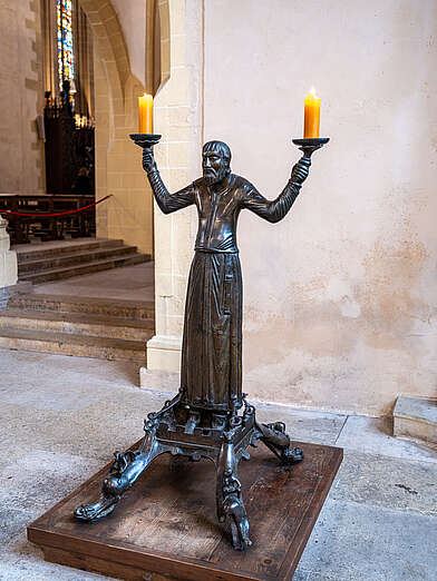 Wolfram-Leuchter, um 1160 Mittelalterliche Bronzeskulptur im Erfurter Dom © Foto M. F. Schmidt