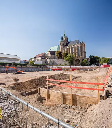 Erfurt Dom mit Baugrube