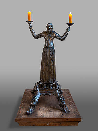 Wolfram-Leuchter, um 1160 Mittelalterliche Bronzeskulptur im Erfurter Dom © Foto M. F. Schmidt