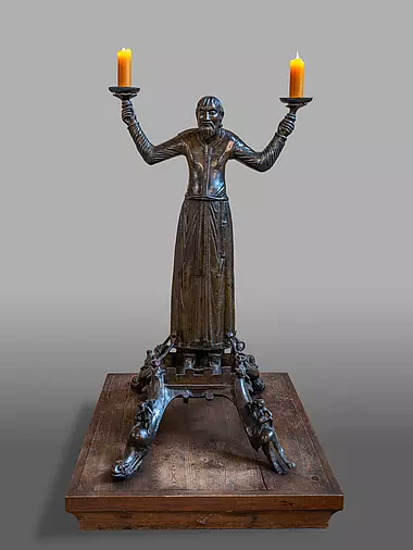 Wolfram-Leuchter, um 1160 Mittelalterliche Bronzeskulptur im Erfurter Dom © Foto M. F. Schmidt